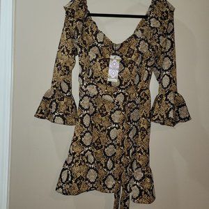 Snake print belted tea dress